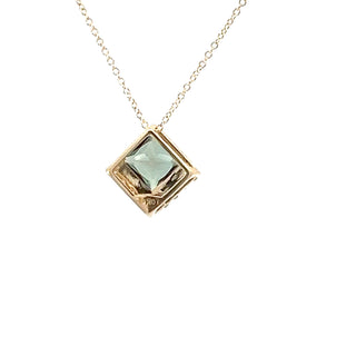 10K Yellow Gold Created Alexandrite and Diamond Necklace - 18 Inches