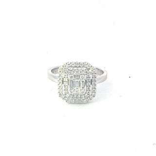 Anillo de diamantes en oro blanco de 14 quilates - talla 6,5