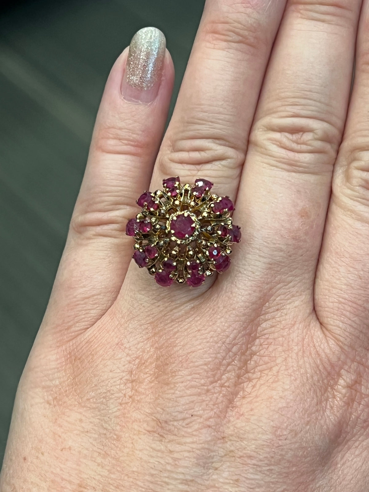 Previously Loved - Antique Ruby Cluster Ring