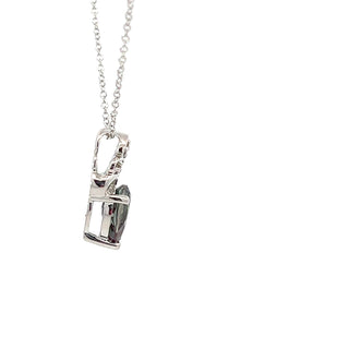 10K White Gold 7x5mm Pear Cut Created Alexandrite and 0.018cttw Diamond Necklace - 18 Inches