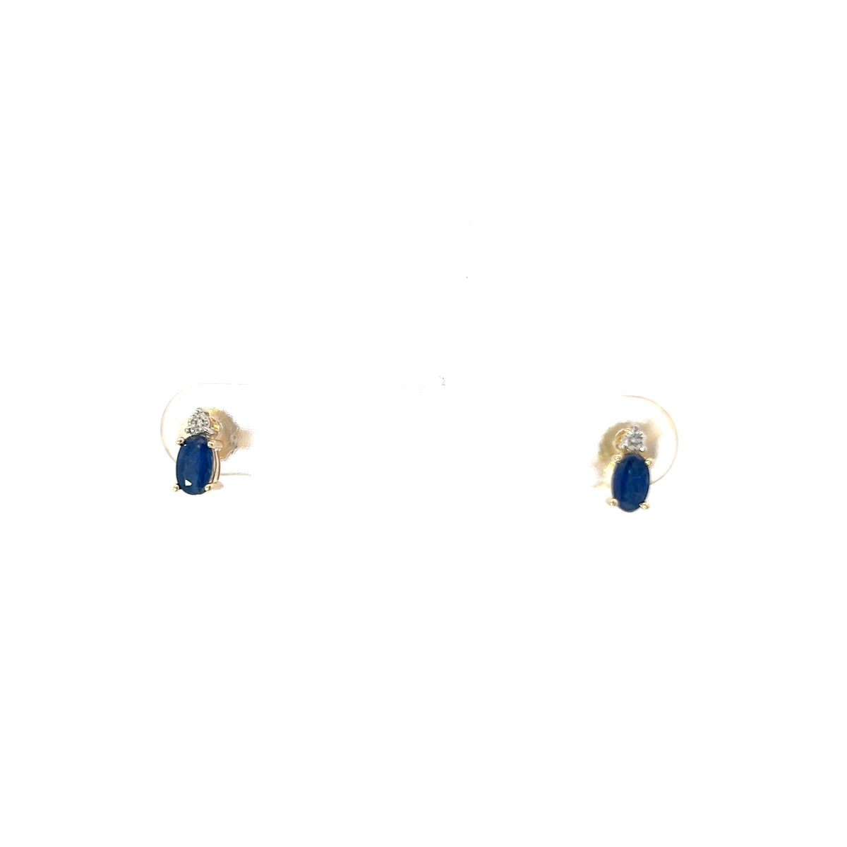 10K Yellow Gold Sapphire &amp; Diamond Stud Earrings