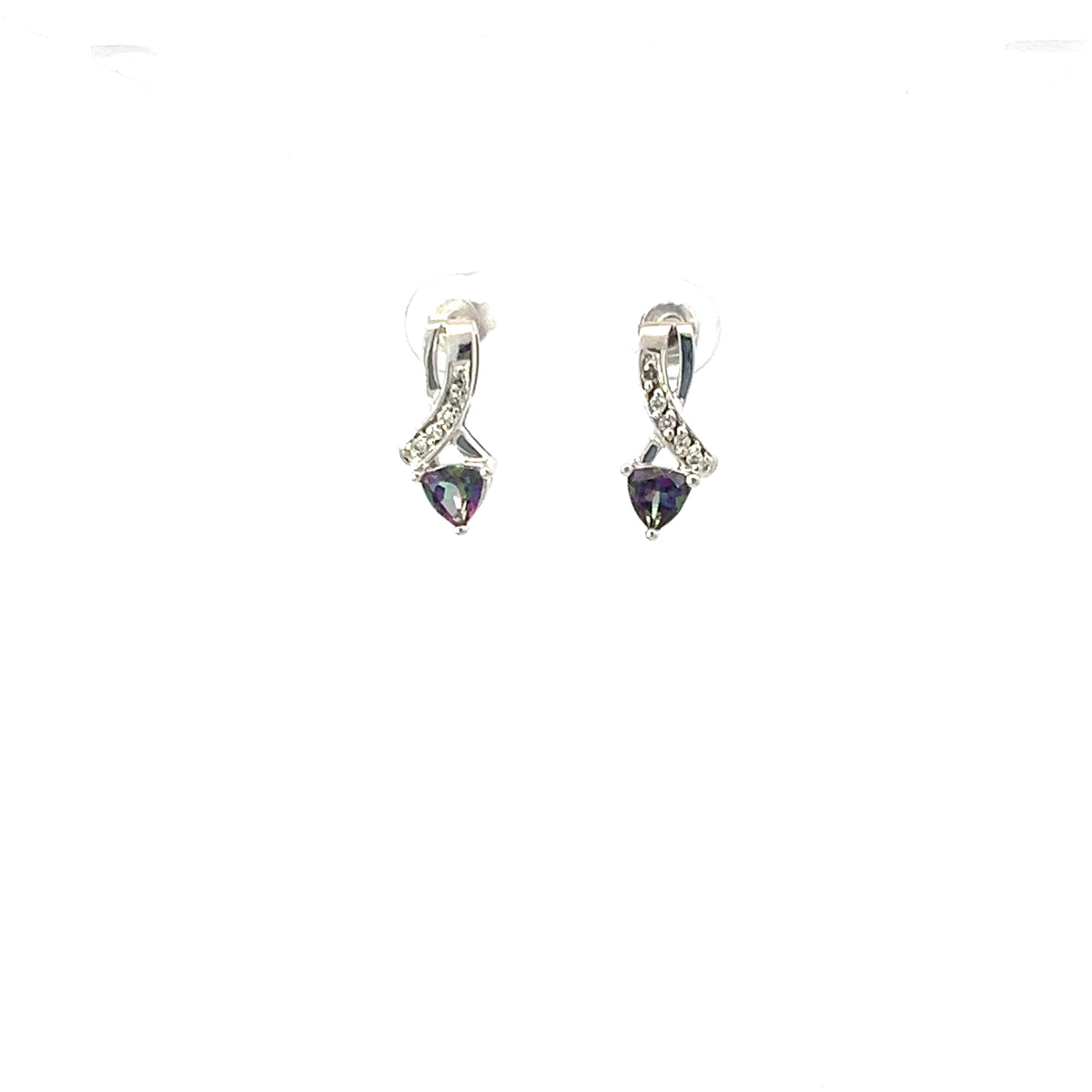 10K White Gold Mystic Topaz and Diamond Earrings