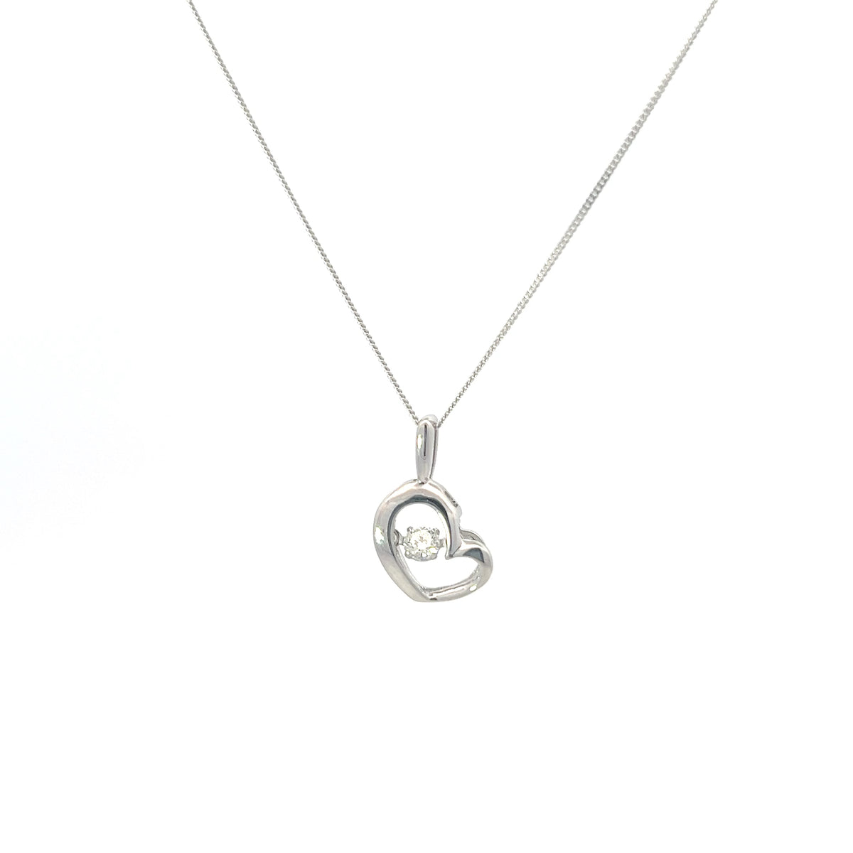 10K White Gold 0.10 Diamond Pulse Pendant, 18&quot;