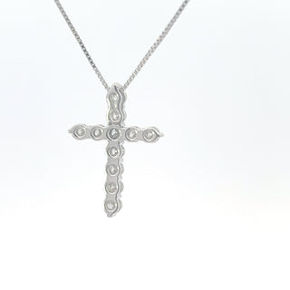 10K White Gold 0.50 cttw Diamond Cross Pendant, 18"