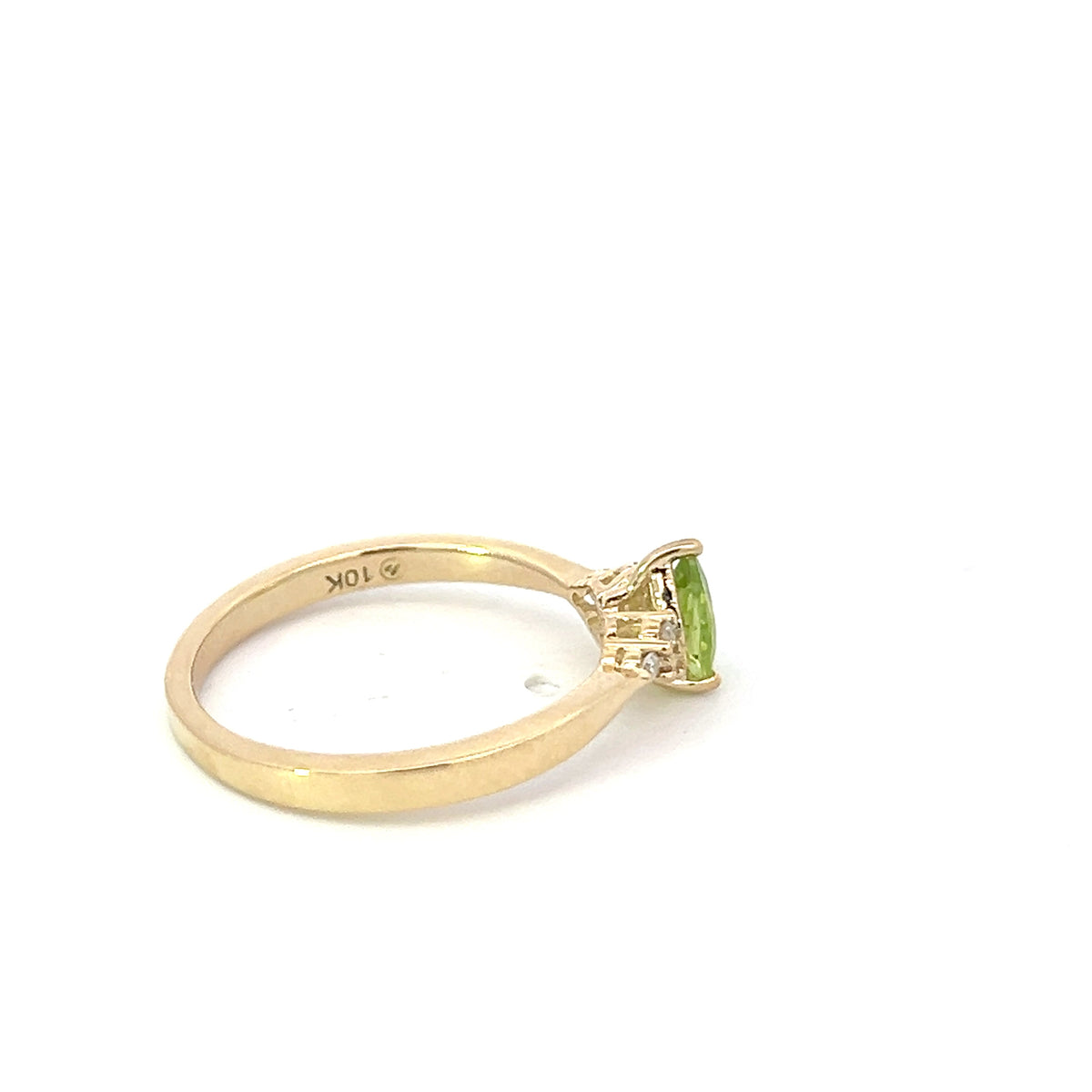 10K Yellow Gold Peridot and Diamond Ring