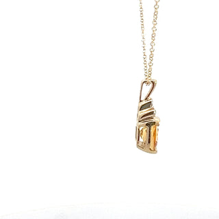 Colgante de oro amarillo de 10 quilates con diamantes y citrino de 0,015 quilates, 18"