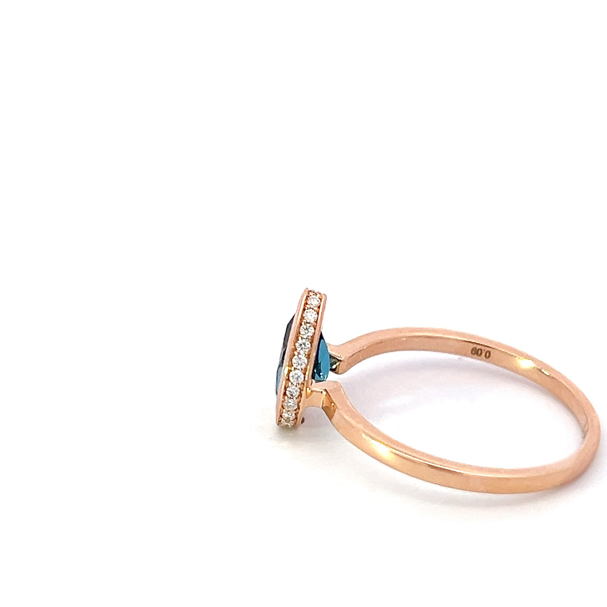 14K Rose Gold 0.91cttw Blue Topaz and 0.09cttw Diamond Ring - Size 6
