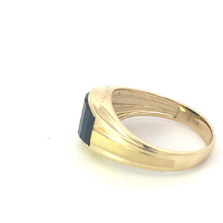 10K Yellow Gold Onyx and 0.014cttw Diamond Gents Ring, size 10