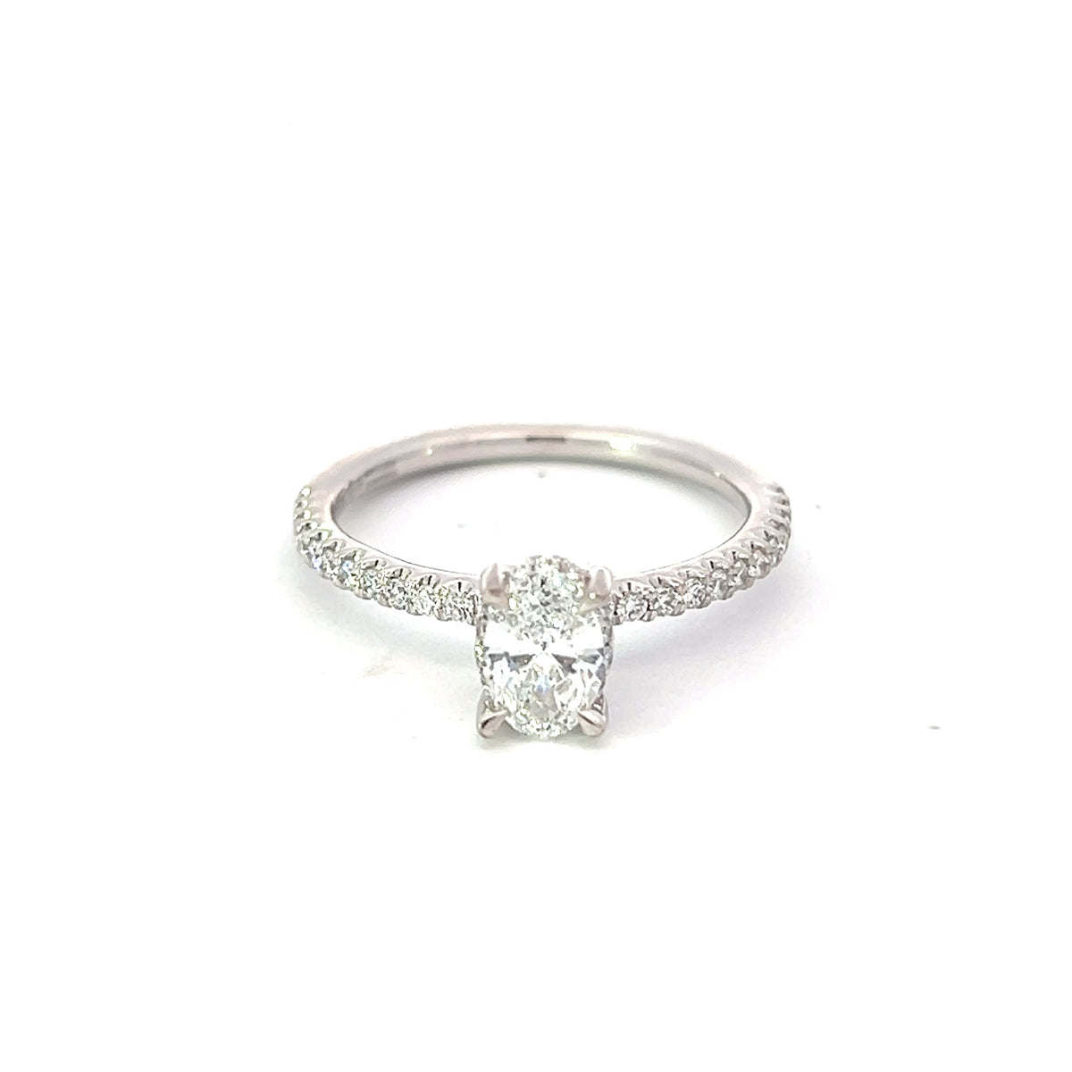 14K White Gold 0.78cttw Oval Cut Canadian Diamond Engagement Ring