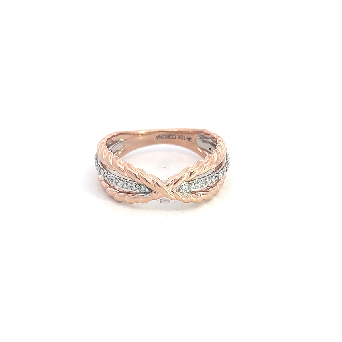 10K White &amp; Rose Gold 0.20cttw Diamond Ring