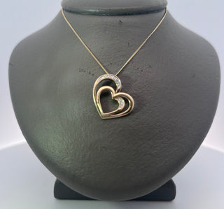 10K Yellow Gold 0.068cttw Diamond Heart Pendant, 18"