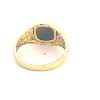 10K Yellow Gold 0.02cttw Diamond and Bloodstone Gents Ring, size 10