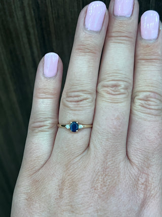 10K Yellow Gold Sapphire & Diamond Ring