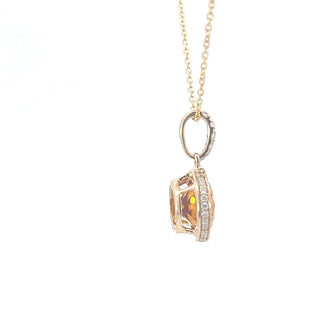 Colgante de oro amarillo de 14 quilates con citrino de 2,28 quilates y diamante de 0,16 quilates, 18"
