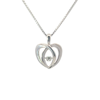 Colgante de plata de ley con forma de corazón y diamantes de 0,05 quilates, 18"