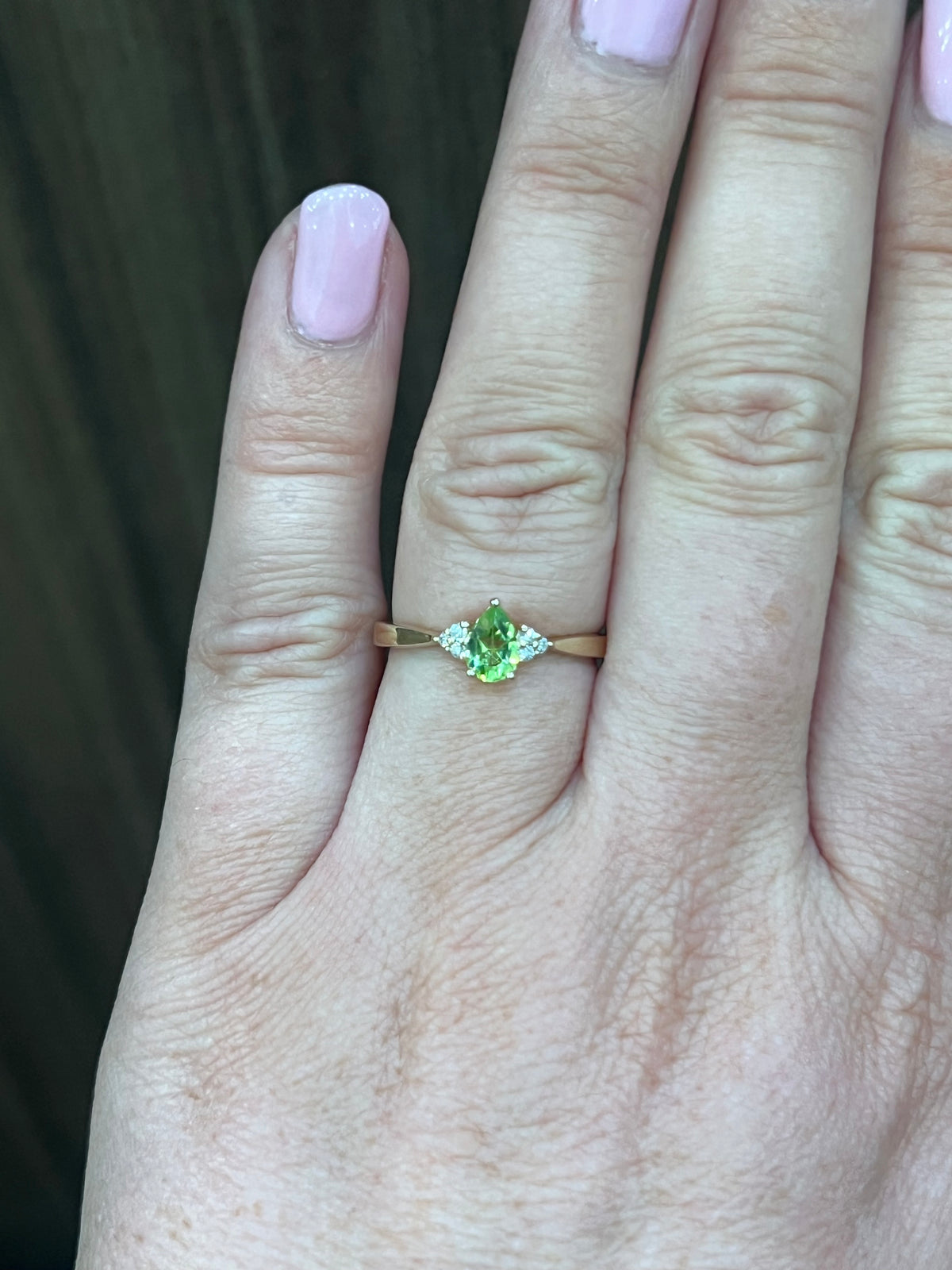 10K Yellow Gold Peridot and Diamond Ring