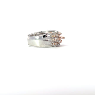 Anillo de diamantes en oro blanco y rosa de 14 quilates - talla 6,5