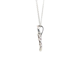 Collar de oro blanco de 10 quilates con rubí de 0,45 quilates y diamantes de 0,015 quilates con cadena tipo cable (cierre de resorte) - Ajustable de 43 a 45 cm