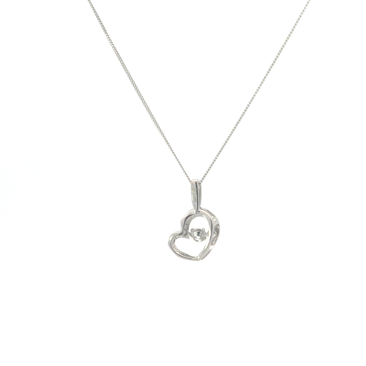 10K White Gold 0.10 Diamond Pulse Pendant, 18&quot;