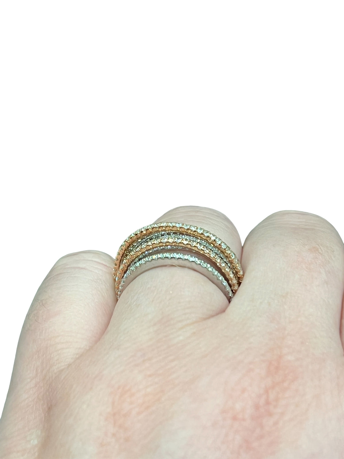 14K White &amp; Rose Gold Diamond Ring - size 6.5