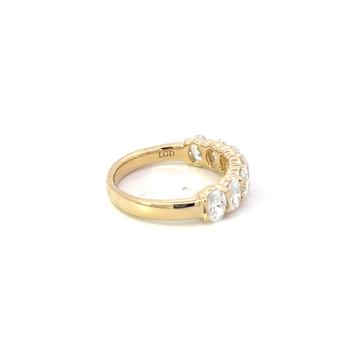 14K Yellow Gold 1.61cttw Oval Cut Lab Grown Claw Set Diamond Anniversary Band