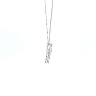 10K White Gold 0.15 cttw Diamond Cross Pendant, 18"