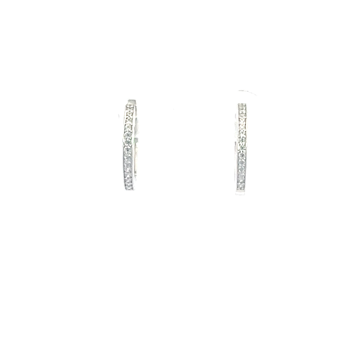 14K White Gold Cubic Zirconia Huggies - 18mm