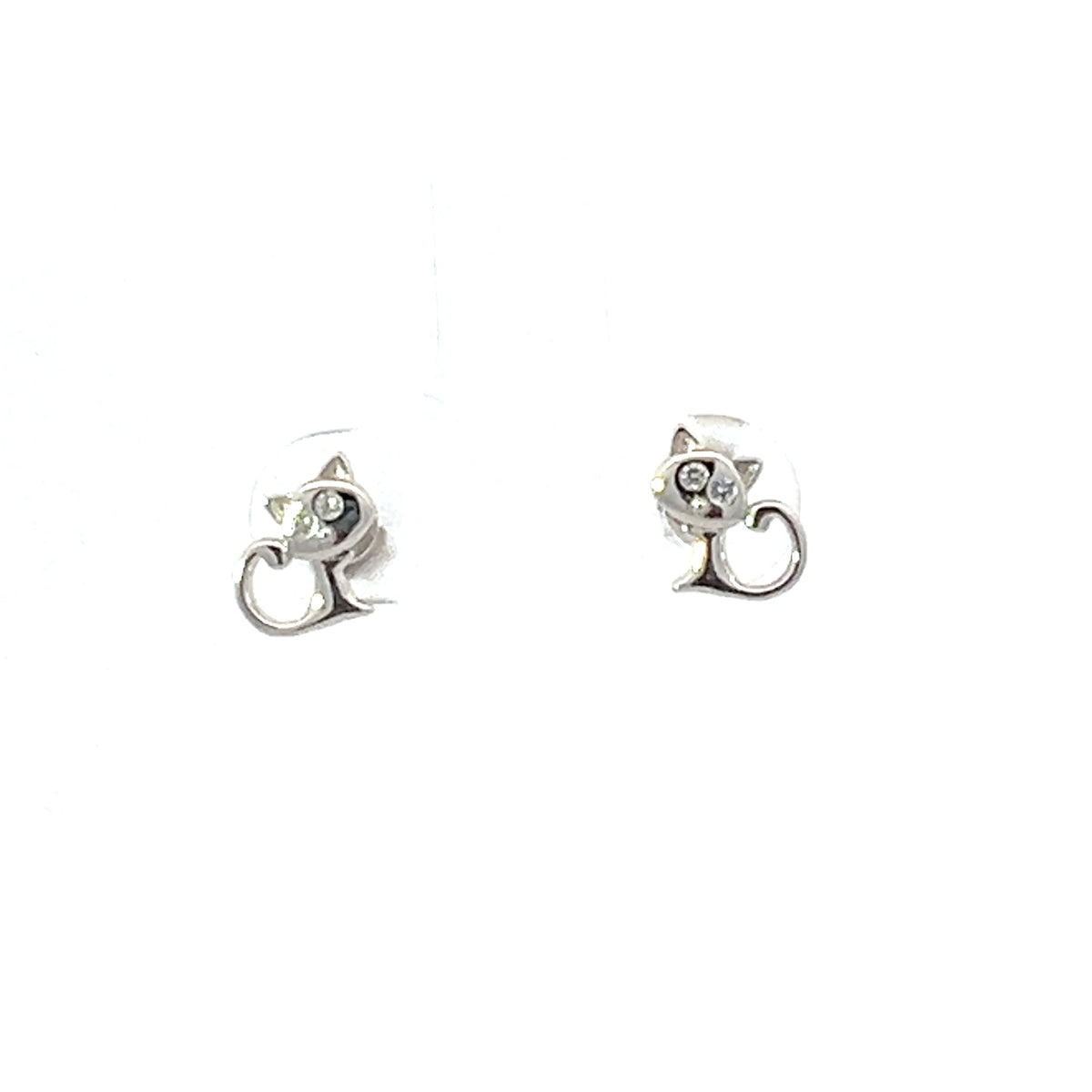 925 Sterling Silver Cubic Zirconia Cat Earrings