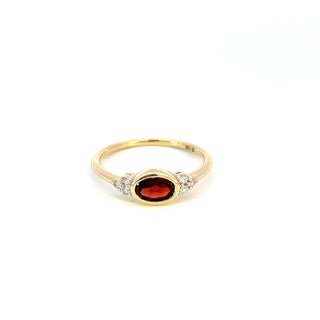 Tracking - 10K Yellow Gold 0.58cttw Genuine Garnet and 0.08cttw Diamond Ring