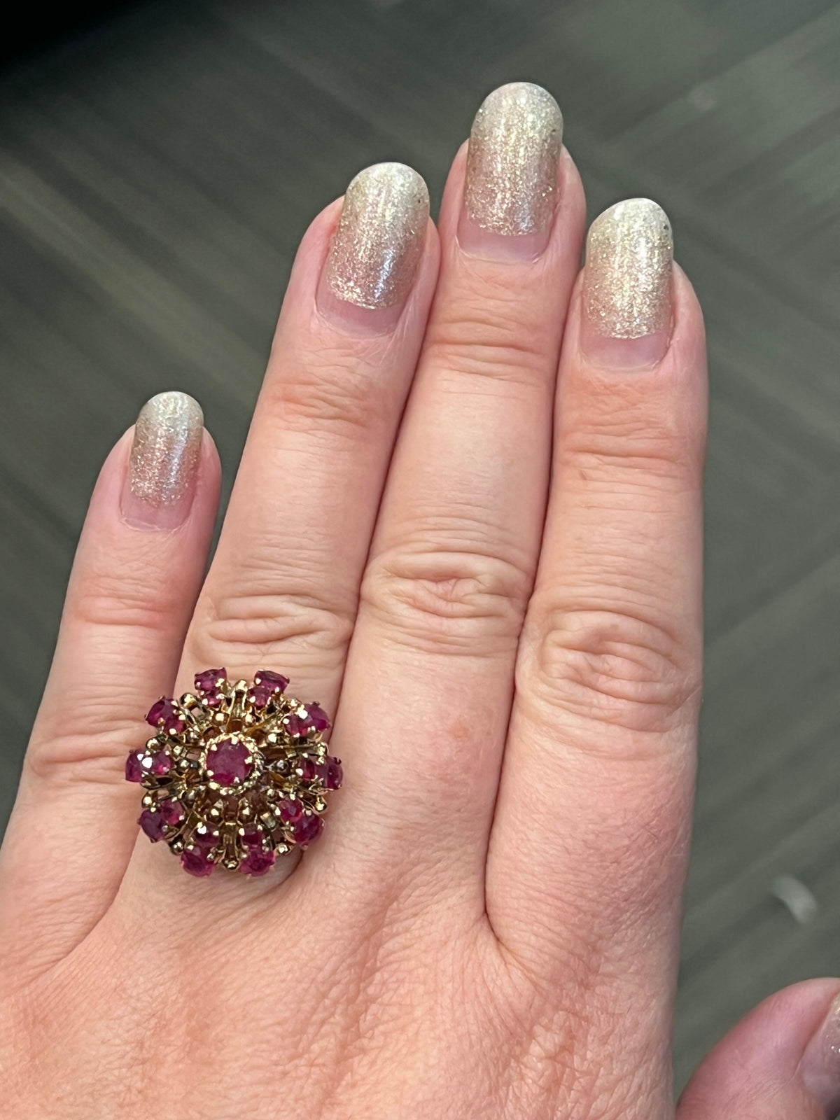 Previously Loved - Antique Ruby Cluster Ring