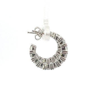 Pendientes de medio aro con circonita cúbica de 3,5 mm de plata de ley 925 - 18 mm