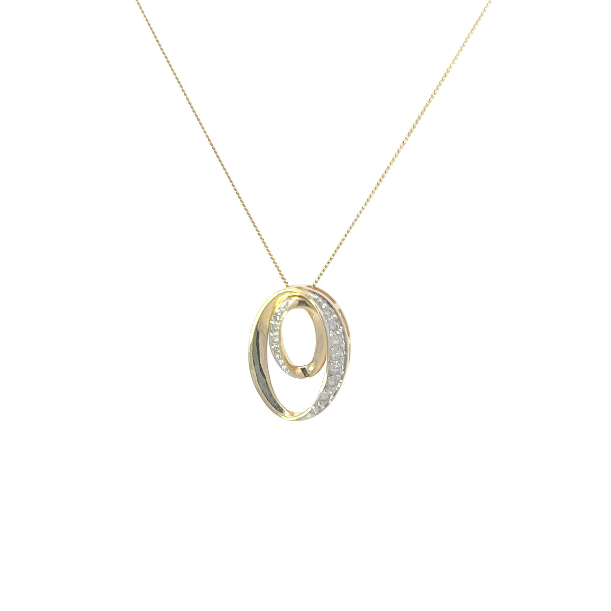 10K Yellow Gold 0.10cttw Diamond Pendant, 18&quot;