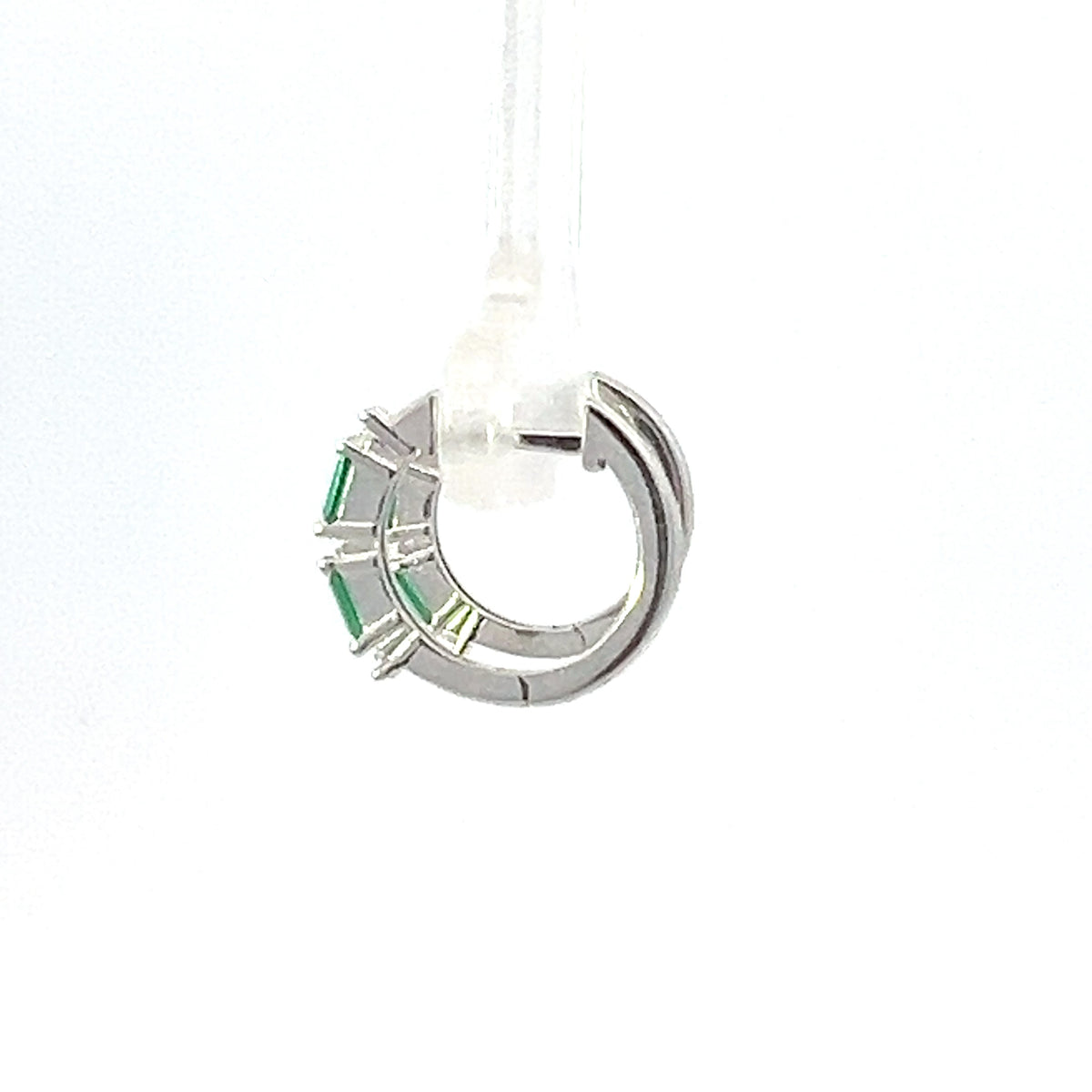 925 Sterling Silver Green and White Cubic Zirconia Huggies