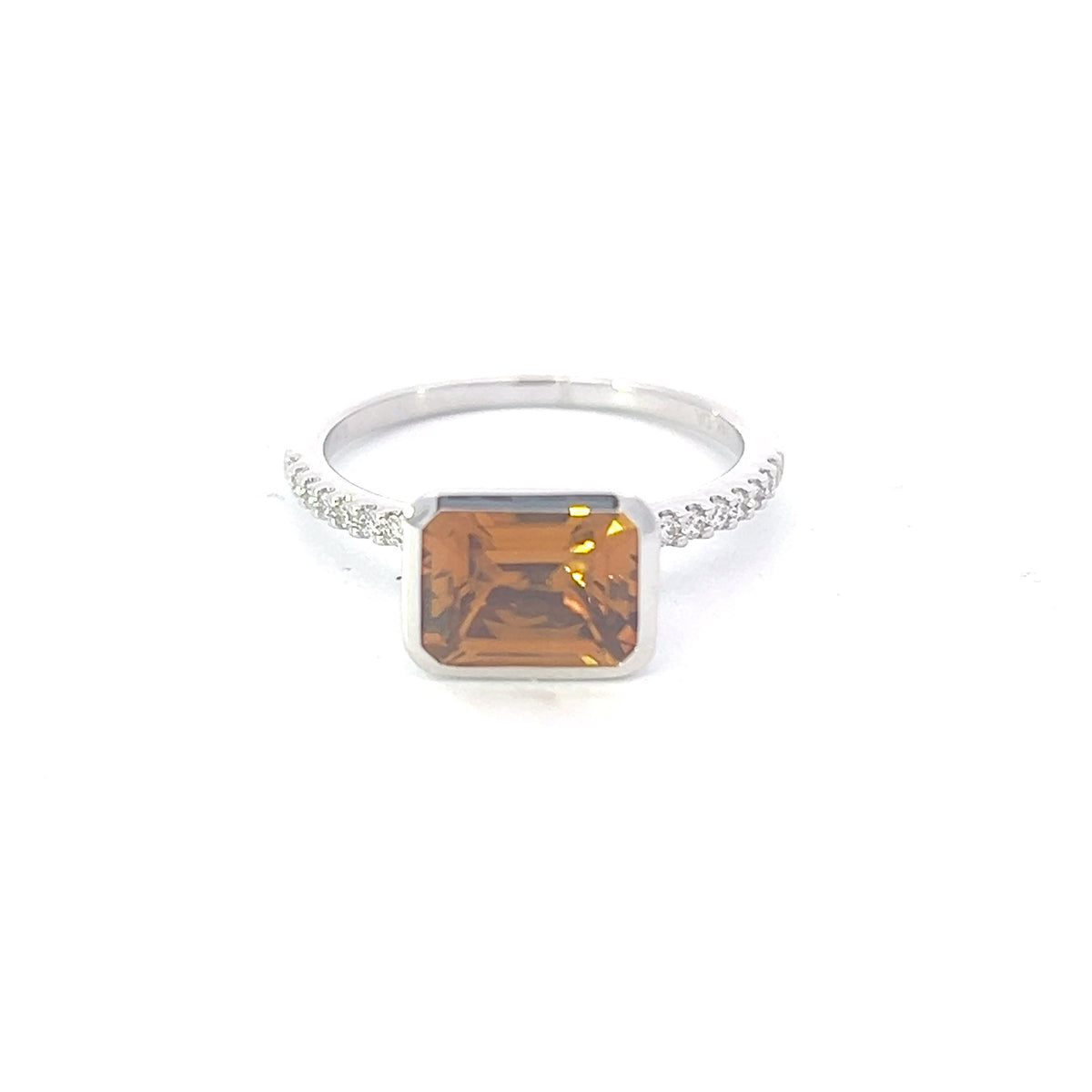 SEGUIMIENTO - Anillo de citrino de 14 quilates de 1,28 quilates y diamante de 0,14 quilates - Talla 7