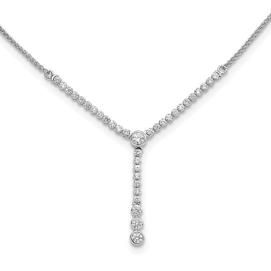 14kw 1.00cttw Lab Grown Diamond Tennis Style Bolo Necklace - Adjustable up to 20”