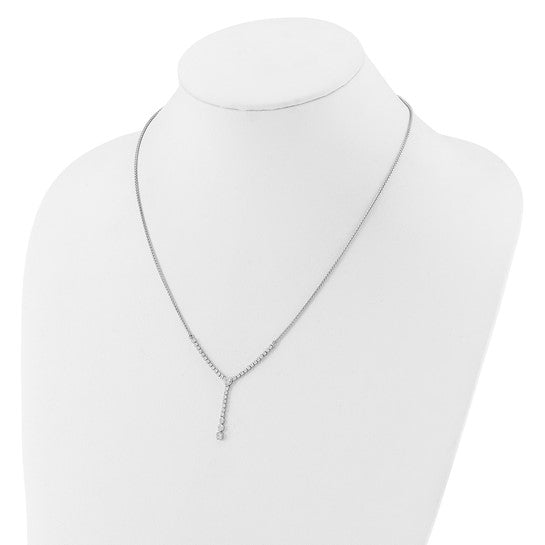 14kw 1.00cttw Lab Grown Diamond Tennis Style Bolo Necklace - Adjustable up to 20”