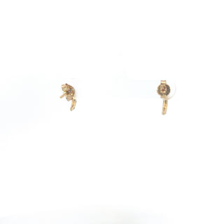 10K Yellow Gold Sapphire & Diamond Half Hoop Earrings