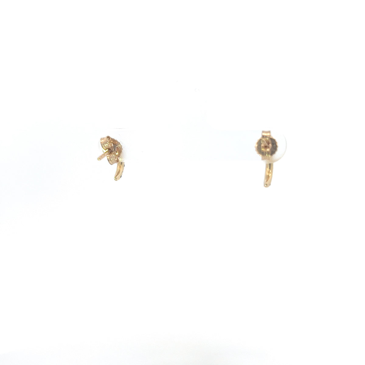 10K Yellow Gold Sapphire &amp; Diamond Half Hoop Earrings