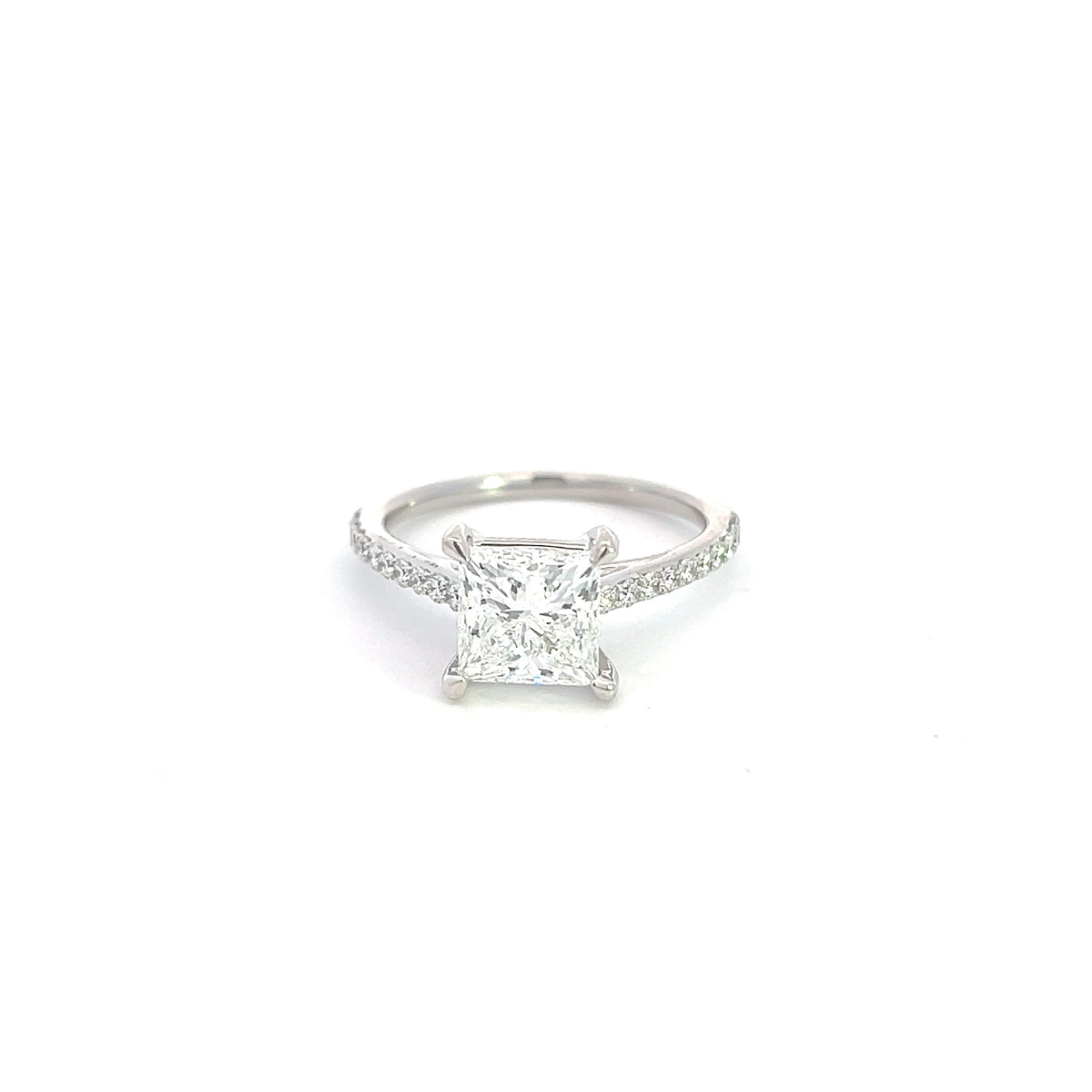 14K White Gold 2.33Cttw Lab Grown Princess Cut Diamond Engagement Ring
