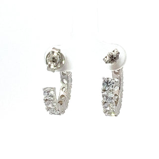 Pendientes de medio aro con circonita cúbica de 3,5 mm de plata de ley 925 - 18 mm