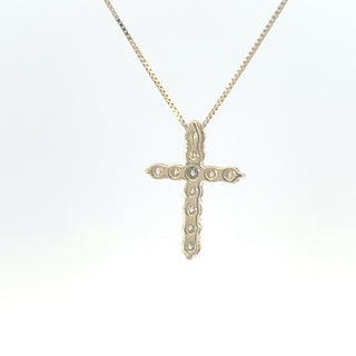 Colgante de cruz de diamantes de 0,25 quilates en oro amarillo de 10 quilates, 18"