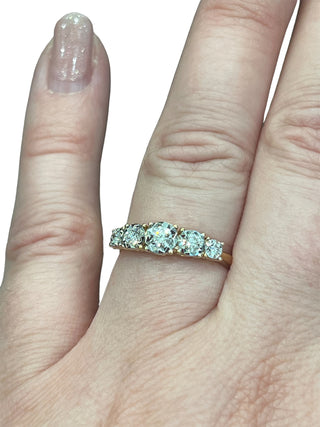 Anillo de diamantes en oro amarillo de 14 quilates - talla 6,5