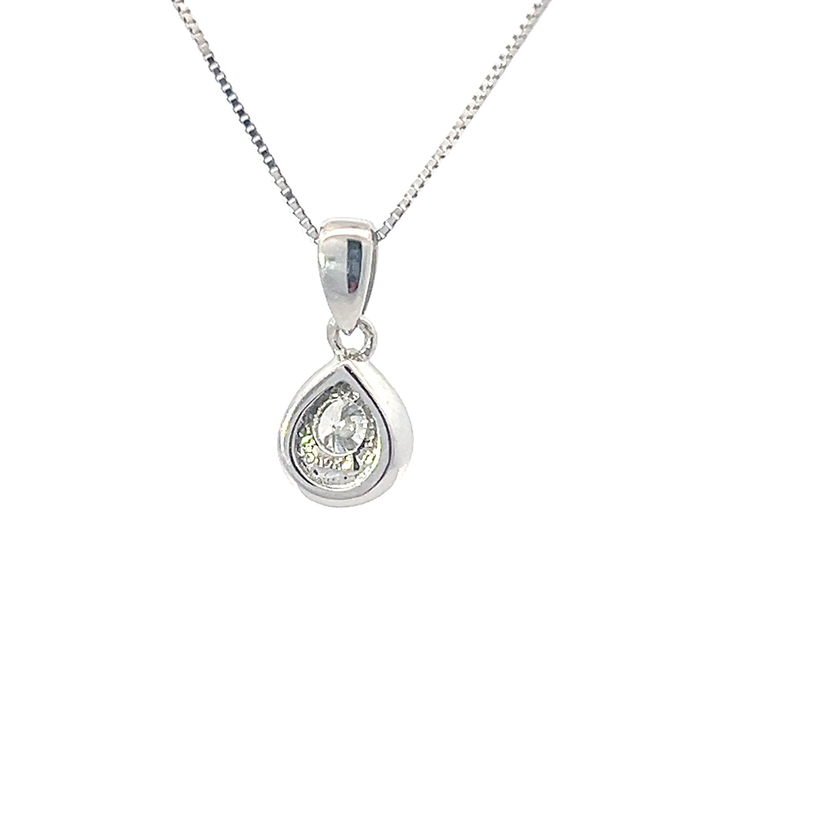 10K White Gold 0.10 cttw Canadian Diamond Solitaire Necklace, 18&quot;