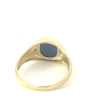 10K Yellow Gold Synthetic Star Sapphire and Diamond Gents Ring, size 10