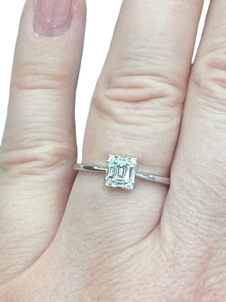 Anillo de diamantes en oro blanco de 14 quilates - talla 6,5