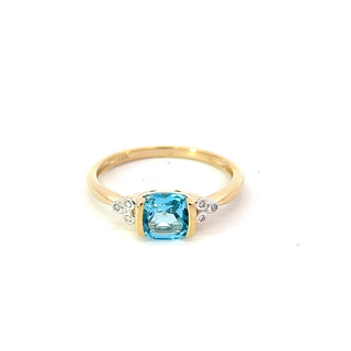 10K Yellow Gold 1.15cttw Swiss Blue Topaz and 0.03cttw Diamond Ring