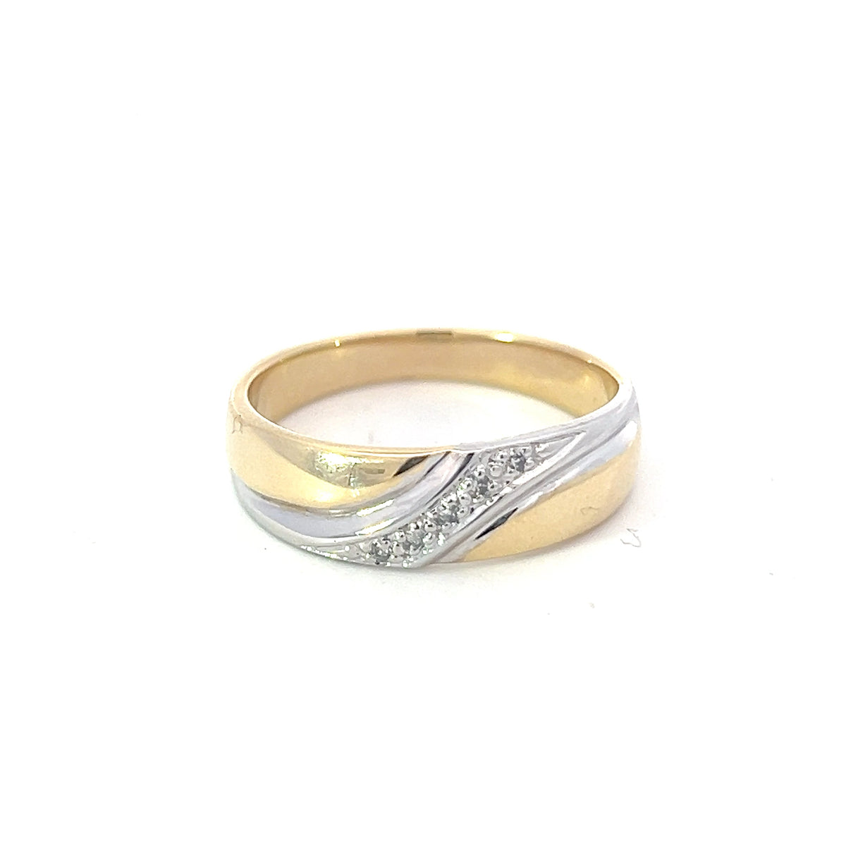 10K White &amp; Yellow Gold 0.05cttw Diamond Gents Ring, size 10