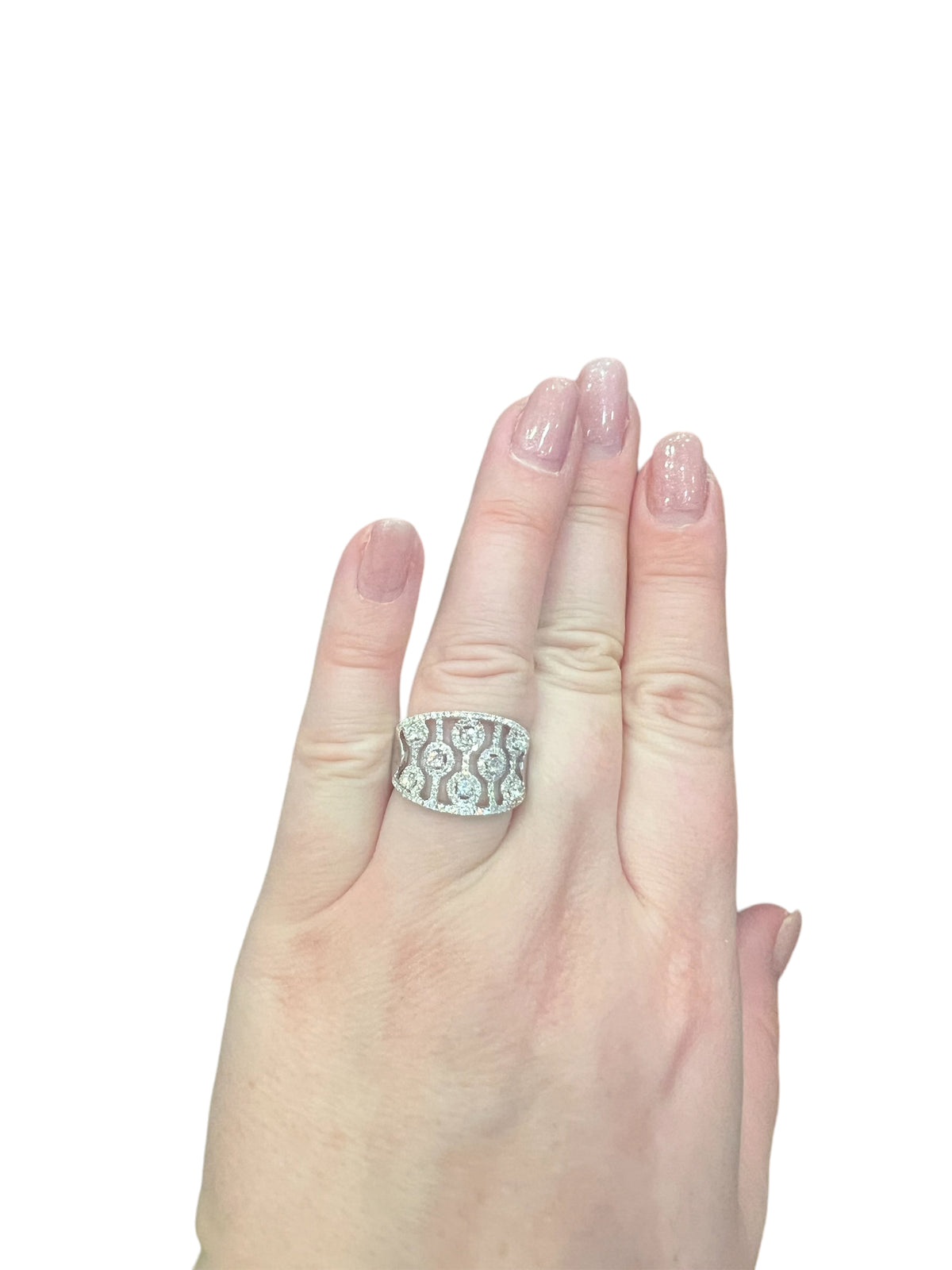 Anillo de diamantes en oro blanco de 14 quilates - talla 6,5