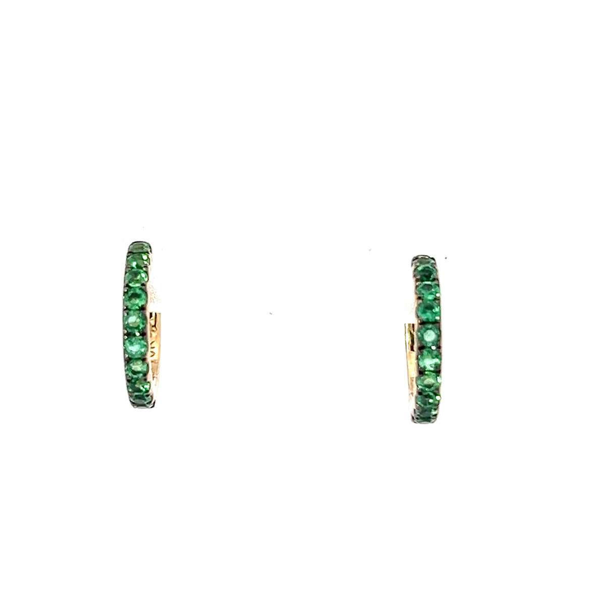 10K Yellow Gold 0.20cttw Emerald Hoop / Huggie / Hinged Earrings