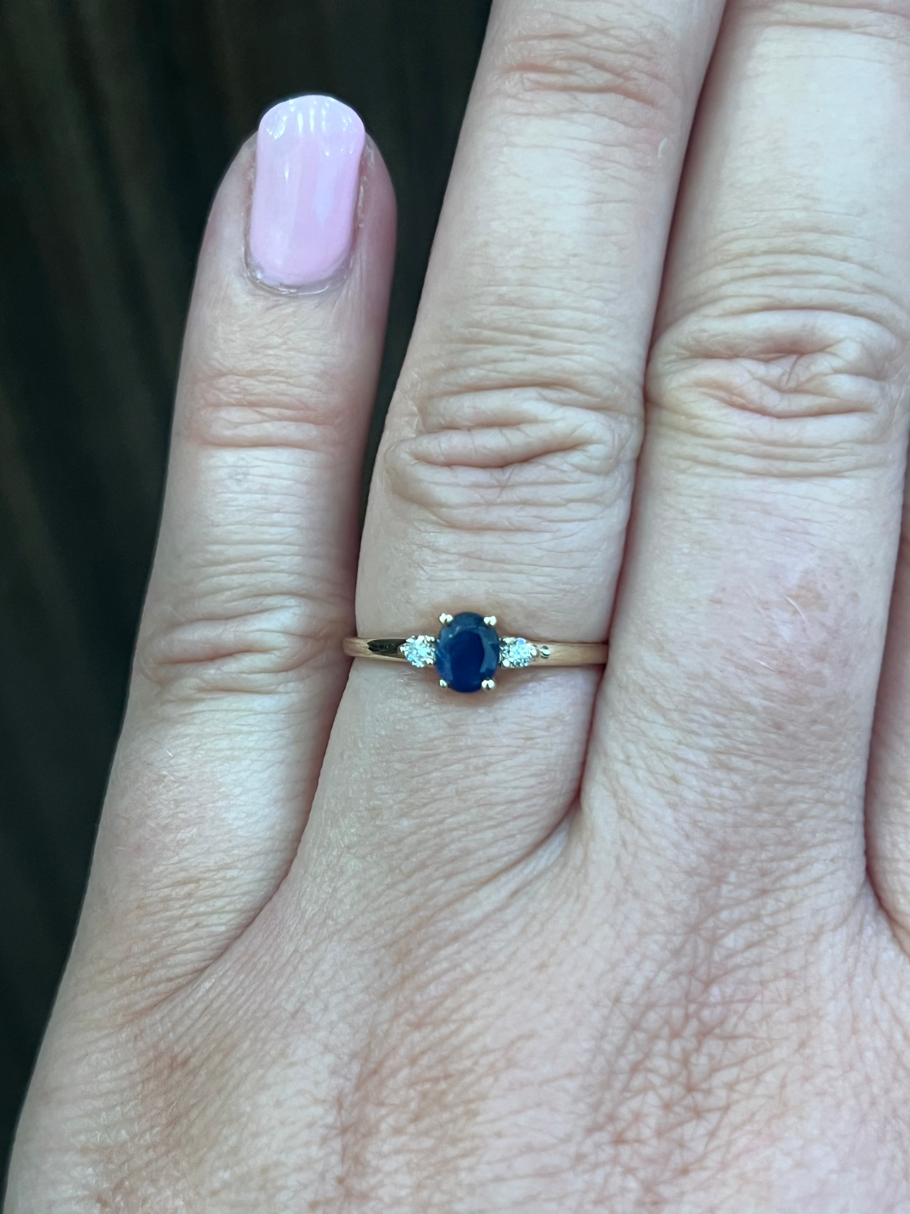 10K Yellow Gold Sapphire & Diamond Ring - 4